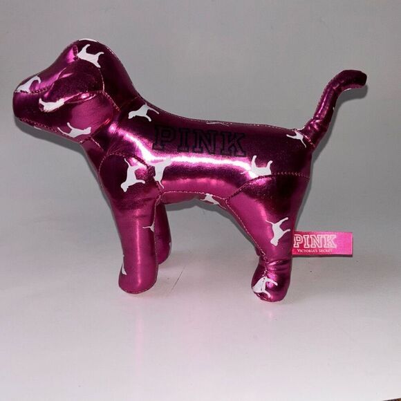 Metallic PINK Victorias Secret dog 8" plush/stuffed Valentine - Picture 1 of 7